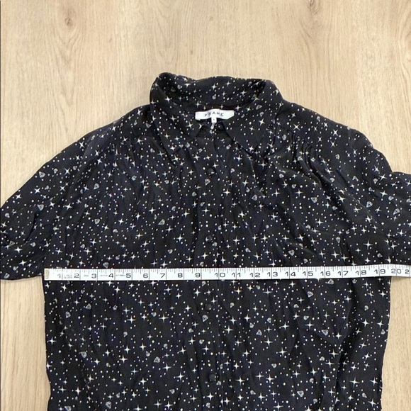 Frame small 100% Silk Women's Black Star Print Blouse - Picture 5 of 9